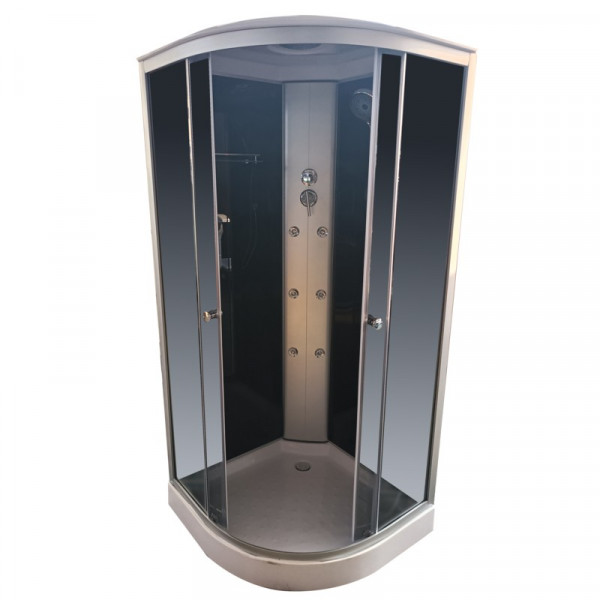 Бокс душовий з гідромасажем Mixxus STRONG SBH02-90x90x215-GR SATIN низький піддон (MI6891)