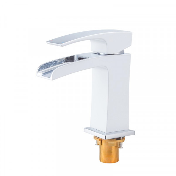 Змішувач для умивальника Koer KB-14007-04 водоспад (Колір хром+білий) (KR5155)