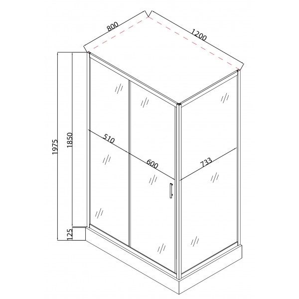 Душова кабіна з низьким піддоном Mixxus HARD SCT01-120x80x198-TR CHROME прозоре скло 5мм (MI6910)