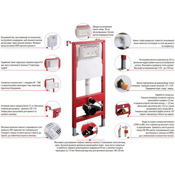 Комплект інсталяційний для унітазу Koer KT-0401 (без панелі змиву)  (KR5166)