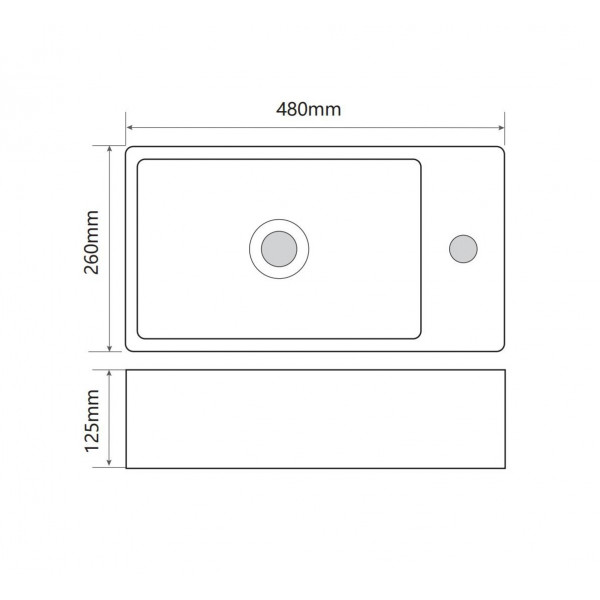 Раковина накладна Mixxus Premium QUADRO-0207 480х260х125mm з отвором під змішувач (MP6503)