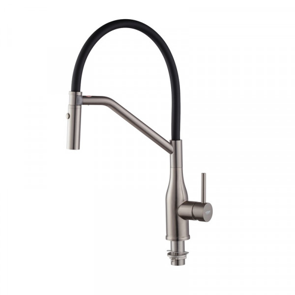 Змішувач для кухні Koer KI-70026-07 з чорним силіконовим виливом (KR5211)