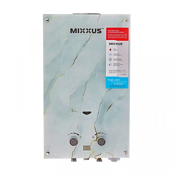 Газова колонка MIXXUS GWH-0510 BASIC GLASS димохідна 10 л/хв (панель зі скла з малюнком) (WH0026)
