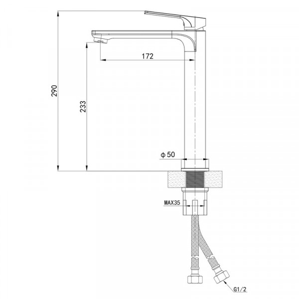 Змішувач для умивальника Mixxus Premium MONE 001 NUT HIGH Black (MI6775)