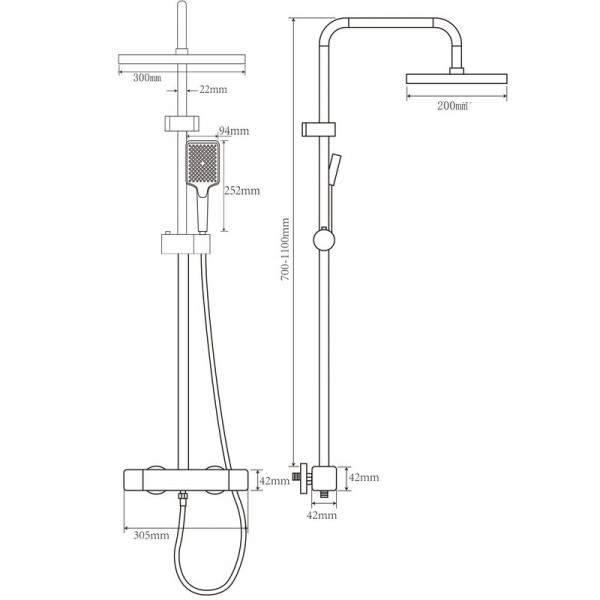 Душова колона зі змішувачем з алюмінію CHAMPION PBC-009-J GRAPHITE, 3 режими (CH6548)