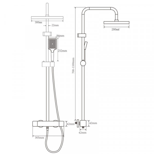 Душова колона зі змішувачем з алюмінію CHAMPION PBC-009-J BLACK, 3 режими (CH6546)