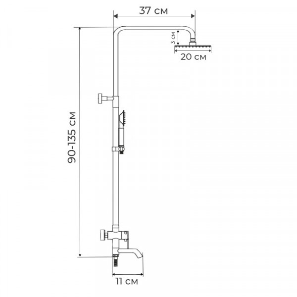 Душова колона зі змішувачем з нерж. стали SUS304 Mixxus AMA-003-J (MI2820)
