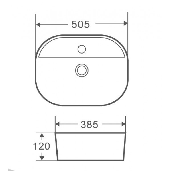 Умивальник накладний керамічний Mixxus Premium Ellipse-0201 505x385x120mm (MP6482)