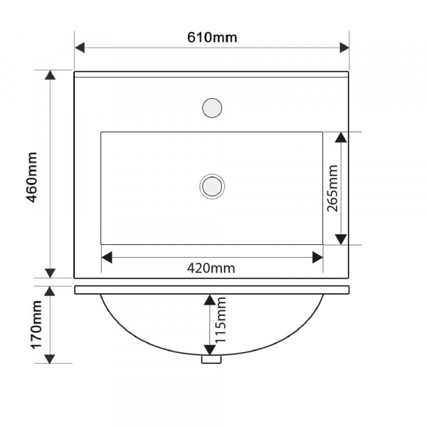 Раковина меблева Mixxus Premium CUBIC-1501 610х460х170mm з отвором під змішувач та переливом (MP6495)