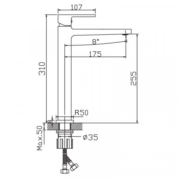 Змішувач для умивальника Haiba Kant 001 HIGH (HB9601)