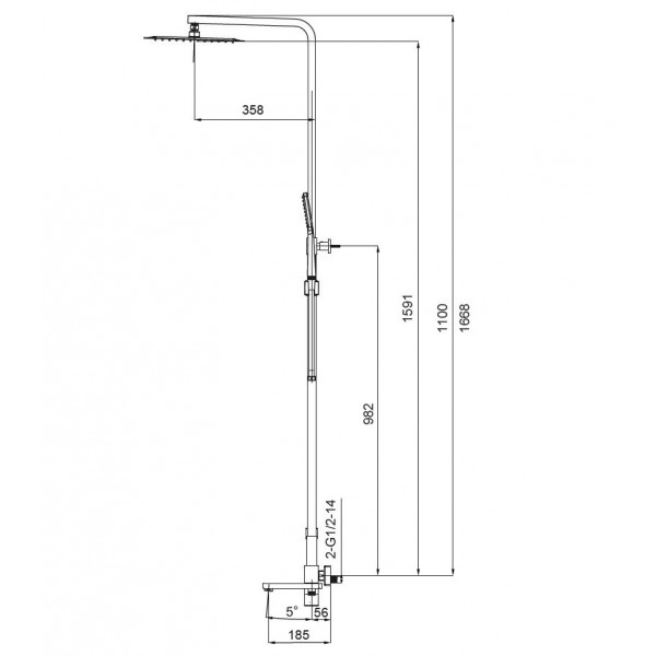 Душова колона із змішувачем KOER KB-56010-01 (Колір хром) (KR3494)