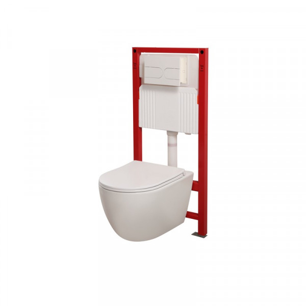 Комплект: Mixxus Premium Ellipse-SET-2101 (в 2 ящ) Унітаз система змиву Tornado 3.0+ Інсталяція Koer KT-0404 + панель KT-0604-03 White (MP6667)