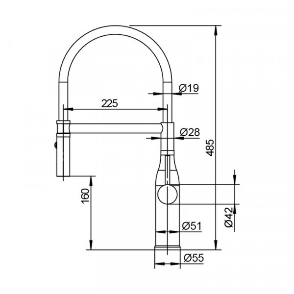 Змішувач для кухні KOER KI-70034-12 з нерж. сталі SUS304 (Колір матове золото+силік.вилив білий) (KR5811)