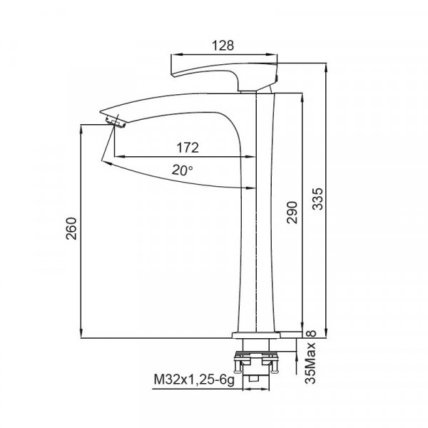 Змішувач для умивальника Koer KB-11007-01 високий (Колір хром) (KR3440)