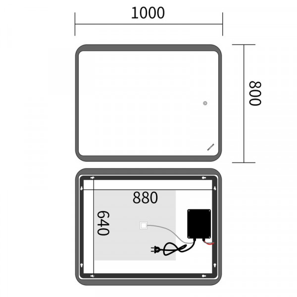 Дзеркало Mixxus Premium OLIVARY MR19-100x80-Reverse з Led Touch, Anti-fog, димером (3-6,5kK) (MP6629)