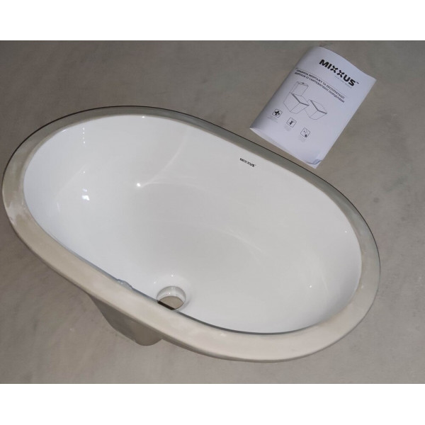 Раковина врізна під стільницю MIXXUS PREMIUM ELLIPSE-1701 570х385х205mm з переливом (MP6566)