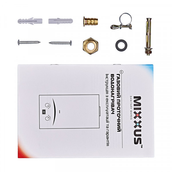 Газова колонка MIXXUS GWH-0310 BASIC GLASS димохідна 10 л/хв (панель зі скла з малюнком) (WH0024)