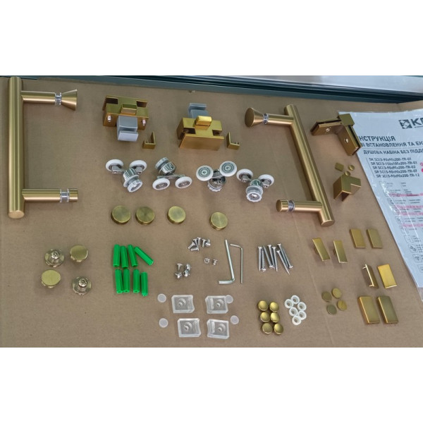 Душова кабіна без піддону Koer SR SC03-90x90x200-TR-12 прозоре скло Easy Clean 6мм, матове золото (KR5358)