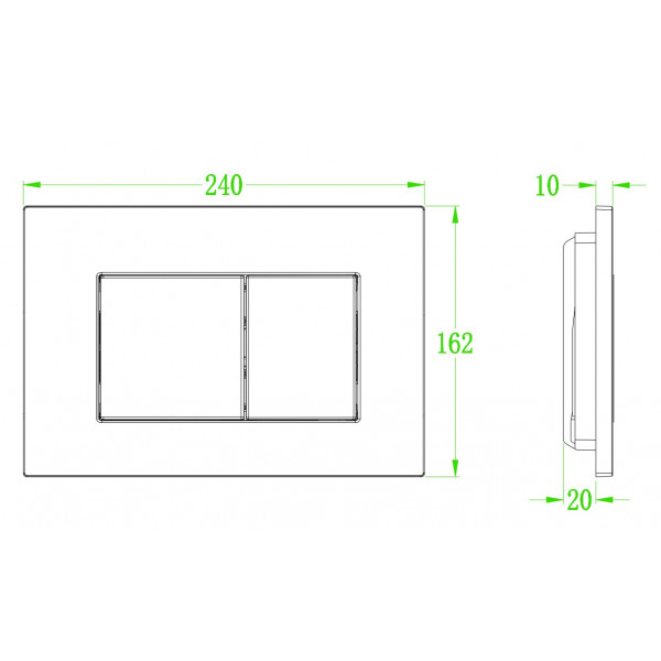Панель змиву KOER KT-0602-07 пластикова, кнопка квадратна (KR5183)