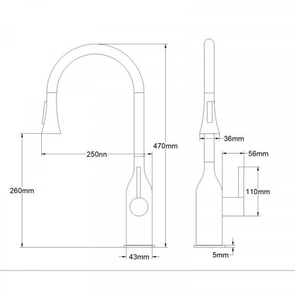 Змішувач для кухні з висувним виливом MIXXUS PREMIUM SUMMER 014 SS COLOR (Колір нерж) (MI8283)