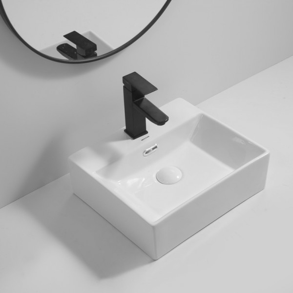 Раковина підвісна Mixxus Premium QUADRO-0205 410х360х130mm з отвором під змішувач та переливом (MP6508)