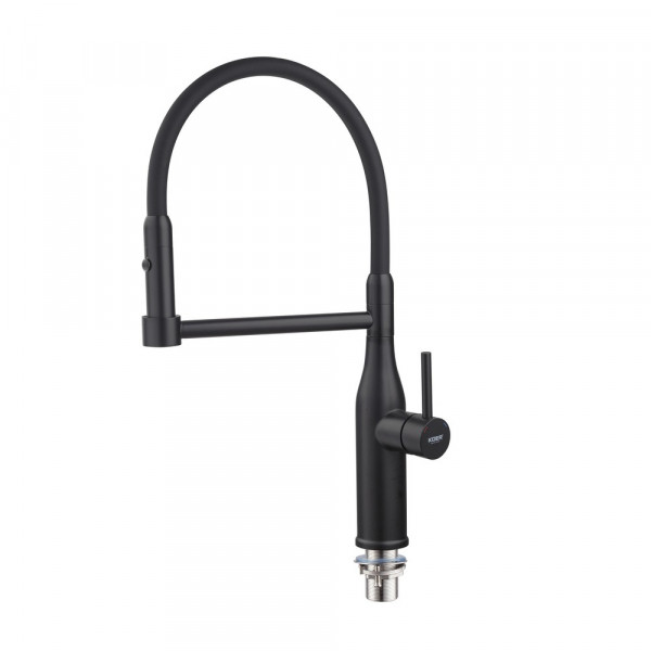 Змішувач для кухні Koer KI-70005-05 з чорним силіконовим виливом (нерж. сталь) (KR5005)