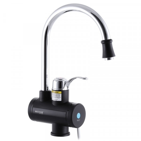 Водонагрівач 3 kW проточний, з індикатором температури, RESET, на мийку MIXXUS Electra 240-E BLACK (колір чорний) (MI2828)