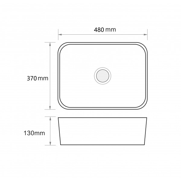 Раковина накладна Mixxus Premium QUADRO-0103 480х370х130mm (MP6514)