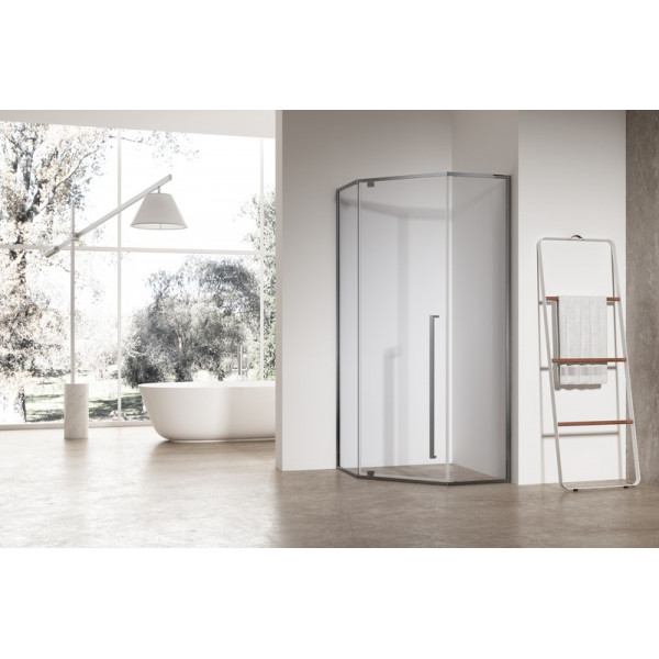 Душова кабіна без піддону Koer SR SC06-90x90x200-TR-07 прозоре скло Easy Clean 8мм, графіт (KR5366)