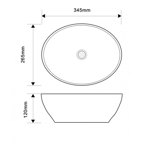 Раковина накладна Mixxus Premium ELLIPSE-0107 345х265х120mm (MP6525)