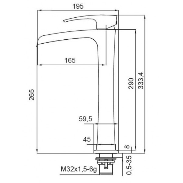 Змішувач для умивальника Koer KB-15007-04 високий водоспад (Колір хром+білий) (KR5156)