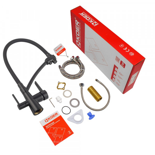 Кухонний змішувач з силік. виливом і вих. для питної води KOER KB-72003-05 (KR3376)