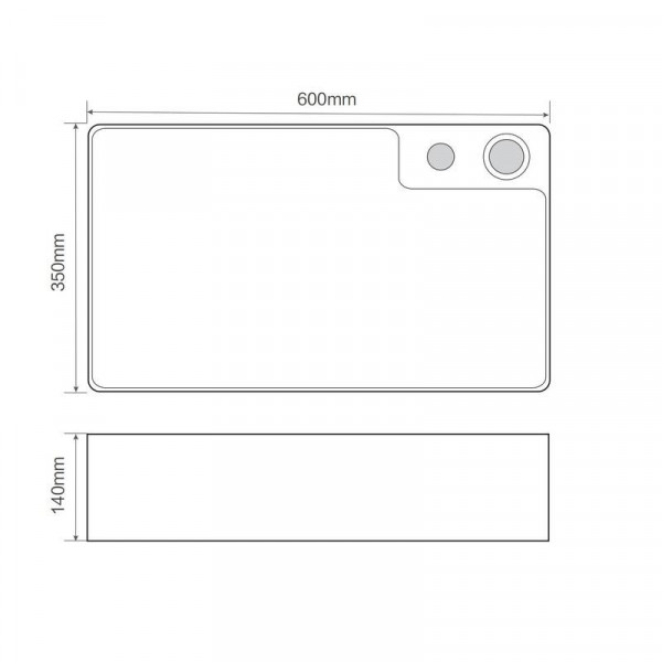 Раковина накладна Mixxus Premium STYLE-0202 600х350х140mm з донним клапаном та отвором під змішувач (MP6512)