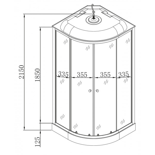 Бокс душовий з гідромасажем Mixxus STRONG SBH02-90x90x215-GR SATIN низький піддон (MI6891)