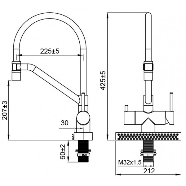 Змішувач для кухні Koer KB-74027-07 з функцією 