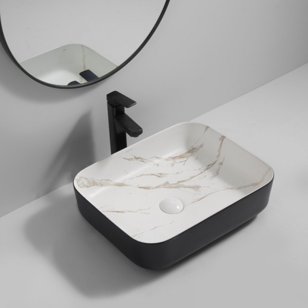 Раковина накладна MIXXUS PREMIUM DIVERSE-0110 MARBLE-BLACK 500х390х130mm (MP6517)