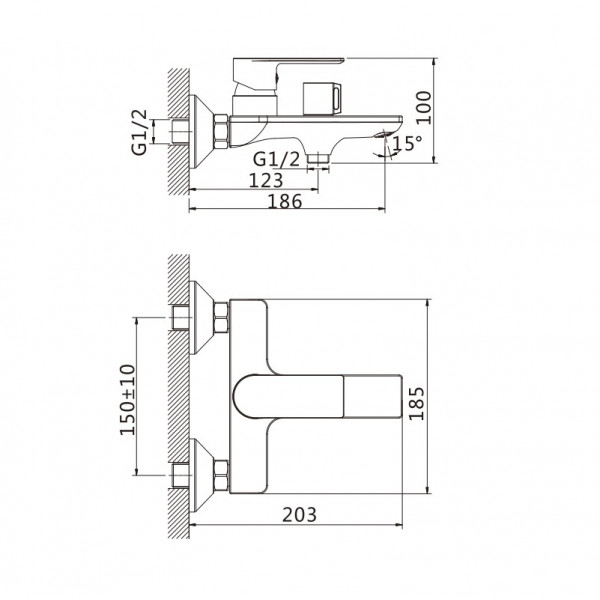 Змішувач для ванни Haiba Alex 009 (HB0889)