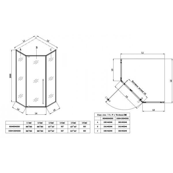 Душова кабіна без піддону Koer SR SC06-90x90x200-TR-01 прозоре скло Easy Clean 8мм, хром (KR5364)