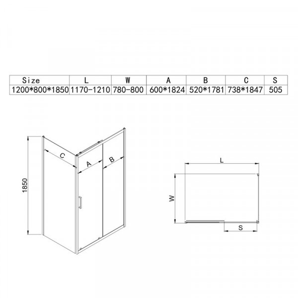 Душова кабіна з низьким піддоном Mixxus HARD SCT01-120x80x198-TR Chrome NEW прозоре скло 5мм (MI8428)