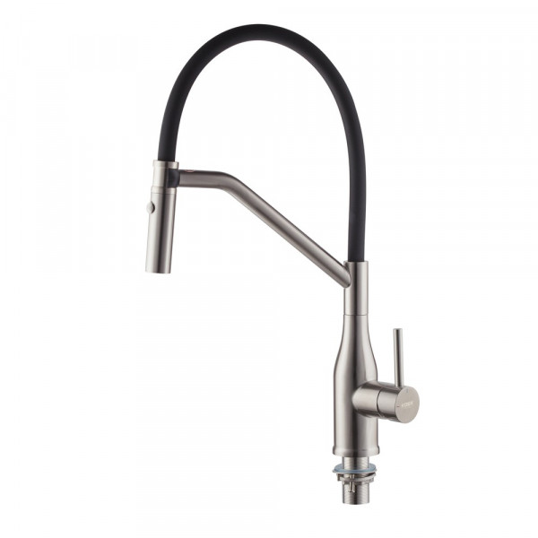 Змішувач для кухні Koer KI-70026-02 з чорним силіконовим виливом (KR5209)