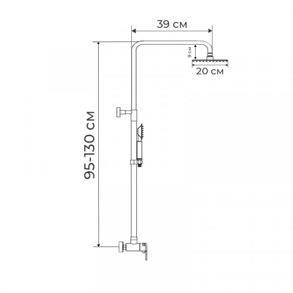 Душова колона зі змішувачем для душ. кабіни (нерж.сталь) Mixxus SUS-003-J (SS0020)