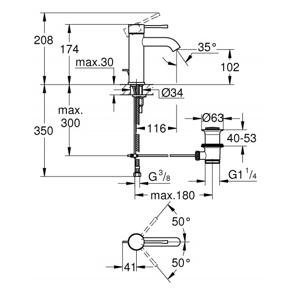 Змішувач для раковини S-розміру Grohe Essence New (23589001)