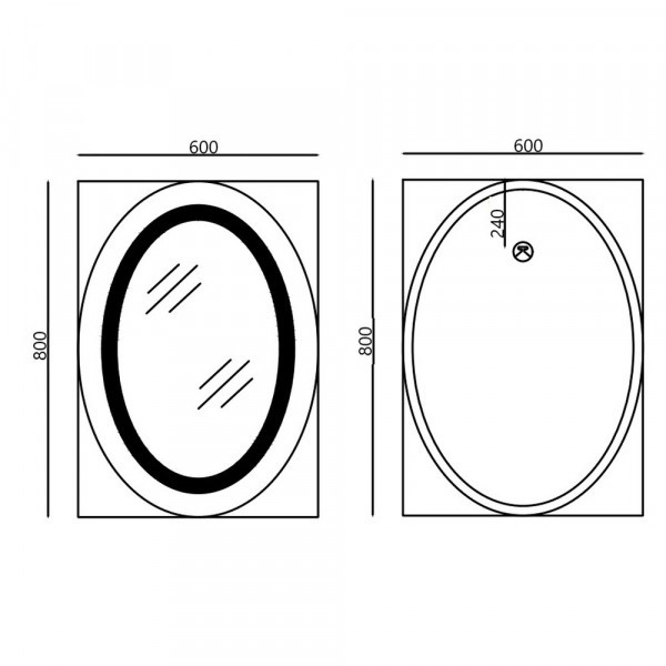 Дзеркало Mixxus PLAIN MV02-60x80 з Led Touch, Anti-fog, димером, регулятором яскравості, годинником (MI6933)