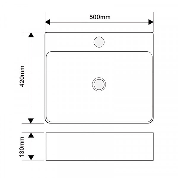 Раковина підвісна-накладна Mixxus Premium  QUADRO-0203 500x420x130mm (отвір під змішувач, перелив) (MP6718)
