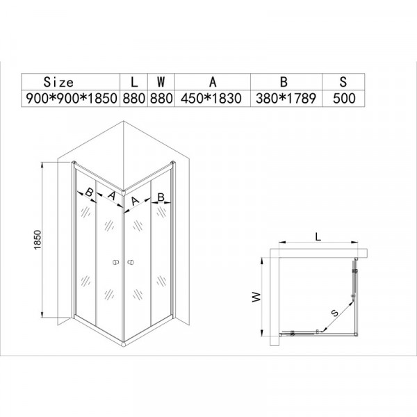Душова кабіна без піддону MIXXUS CUBIC SC01-90x90x185-TR CHROME прозоре скло 4мм NEW (MI8366)