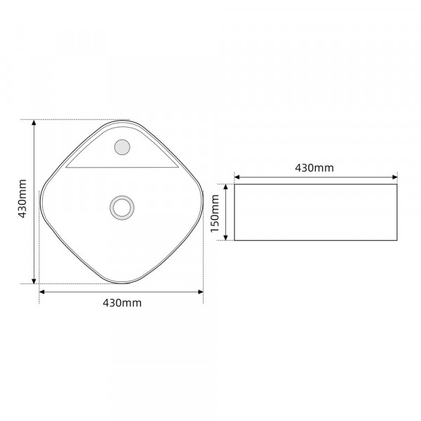 Раковина накладна MIXXUS PREMIUM WAVE-0201 MARBLE 430х430х150mm з отвором під змішувач (MP6536)