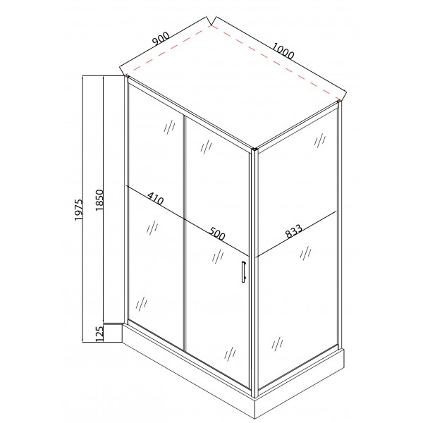 Душова кабіна з низьким піддоном Mixxus HARD SCT01-100x90x198-TR CHROME прозоре скло 5мм (MI6909)