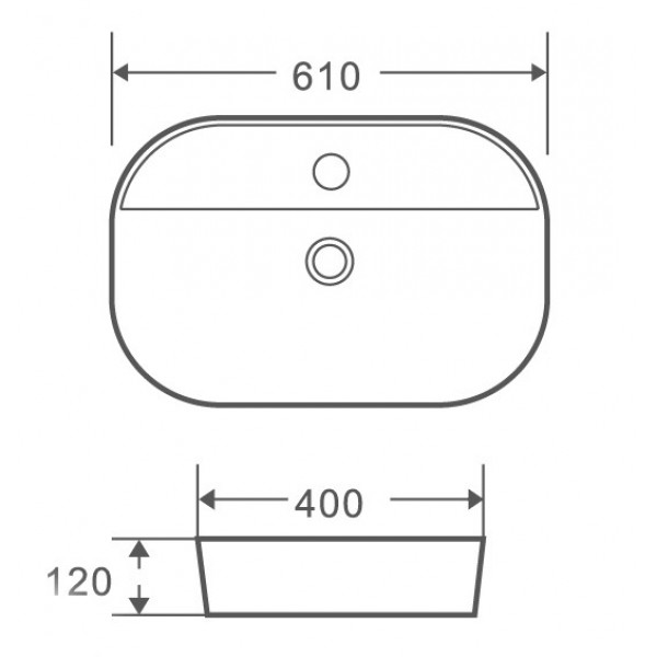Умивальник накладний керамічний Mixxus Premium Ellipse-0202 610x400x120mm (MP6483)