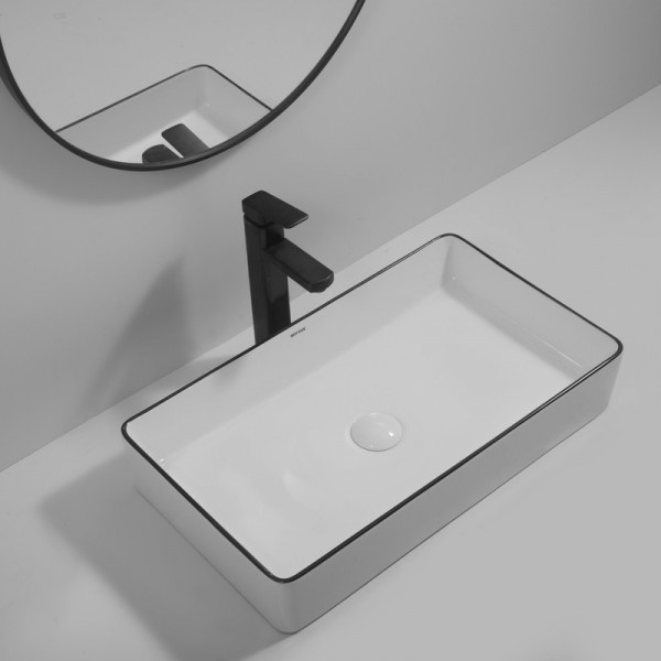 Раковина накладна Mixxus Premium QUADRO-0107 EDGE BLACK 600х340х110mm (MP6521)