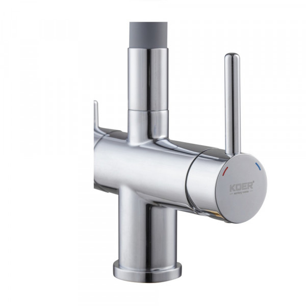 Кухонний змішувач з силік. виливом і вих. для питної води KOER KB-72002-01 (KR3383)